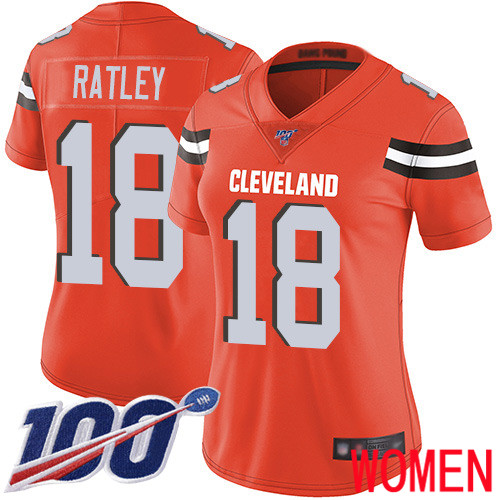 Cleveland Browns Damion Ratley Women Orange Limited Jersey 18 NFL Football Alternate 100th Season Vapor Untouchable